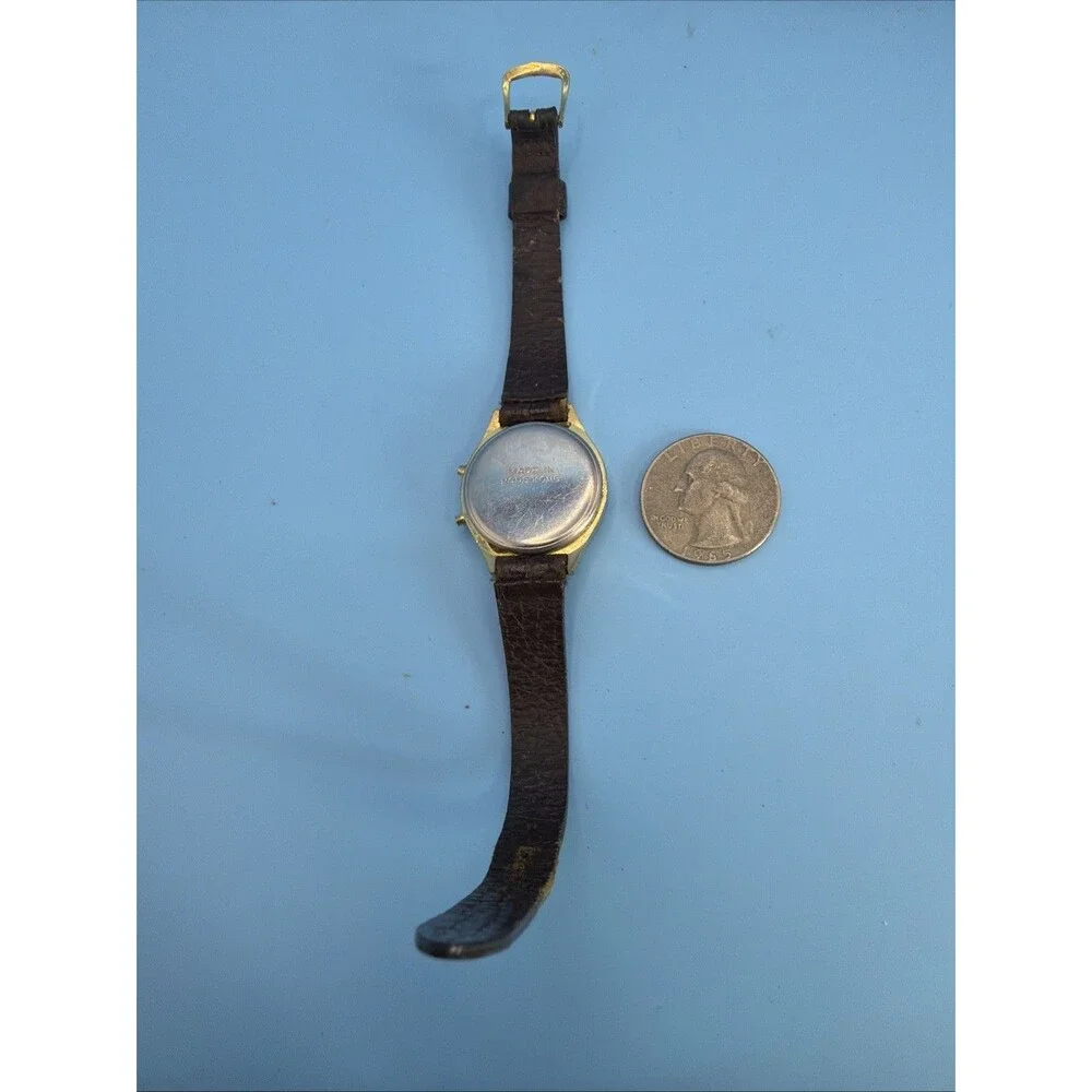 Vintage 1980s Digital LCD Quartz Watch – Retro Chrome & Gold Tone (Working)